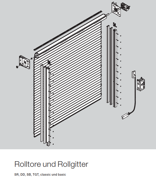 Hörmann Rolltore und Rollgittertore, SR, DD, SB, TGT, classic und basic, Behängen, Behangverkleidung, Profilen, Endstücken, Fenster und Lüftungsgitter, Bodenproﬁle, Wickelwellen, Sturzdichtungen, Führungsschienen, Konsolen, allgemeines Zubehör